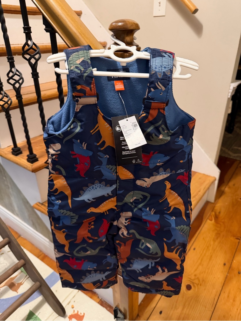 The Children's Place Navy Dino Print Snow Overalls
